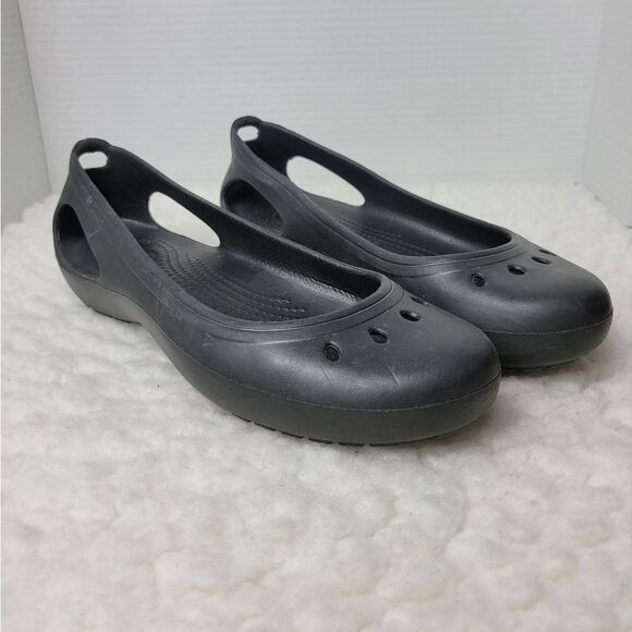 Crocs  Kadee Womens Size 10 Slip On Ballet Work Flats Black Slip On Shoes - Picture 1 of 9